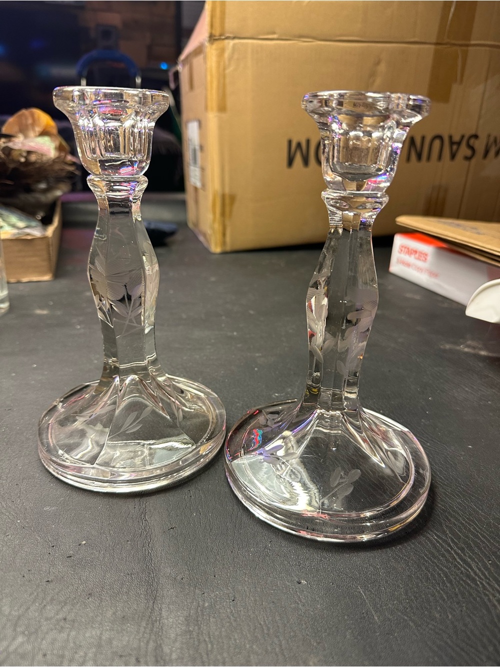 Antique Duncan Miller Set of 2 Candlesticks